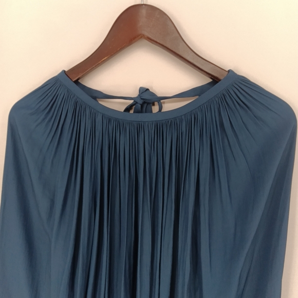 Ramy Brook Paris Poet Blouse Teal Boho Peasant Long Sleeve Top XS Made In USA - Picture 9 of 16